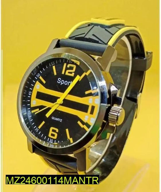 Stainless Sport  Watch with Rubber Strap